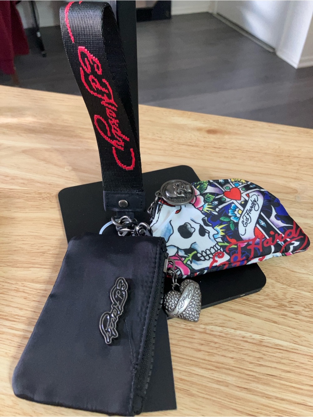 Ed Hardy Coin/Card Pouch+Keychain and Wristlet